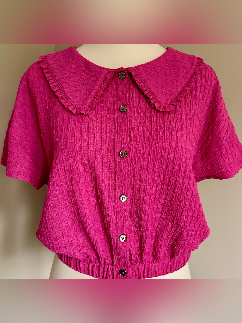 NWT - Gigio USA Peter Pan Collar Blouse in Berry